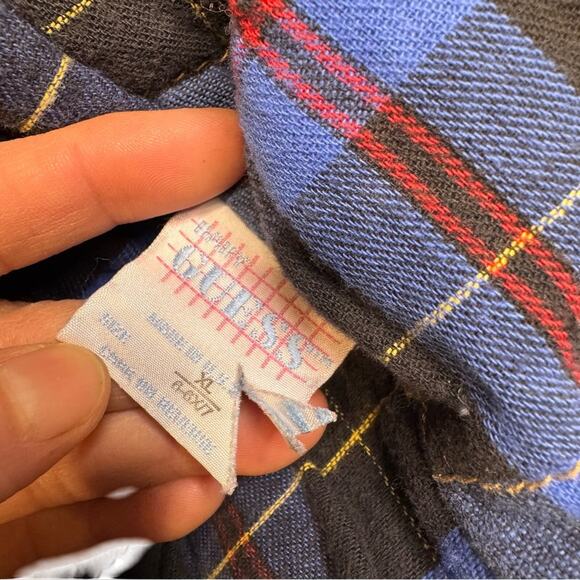 VTG 80's-90's Rare Guess Denim Spell Out Jacket Size Kids XL 6 - 6X/7 flannel - Picture 15 of 16